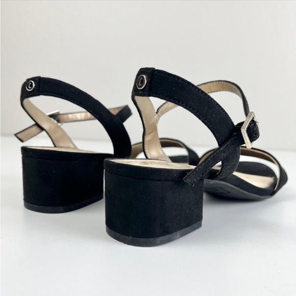 CIRCUS BY SAM EDELMAN Ibis Microsuede Vegan Short Block Heel Sandals Y2K Black - Picture 7 of 10